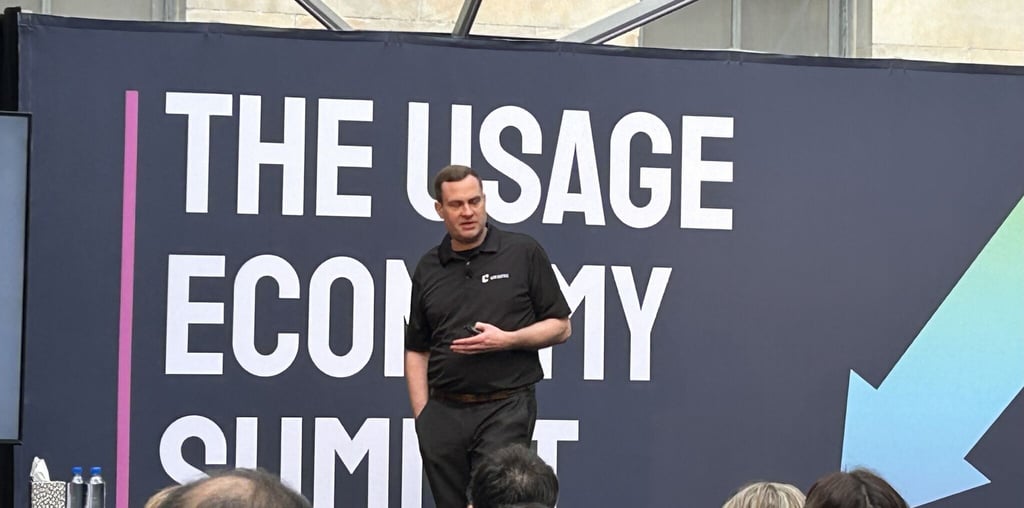 Adam Howatson, CEO of Logisense,  presenting at The Usage Economy Summit