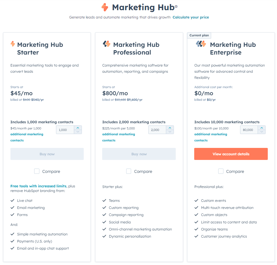 HubSpot Pricing